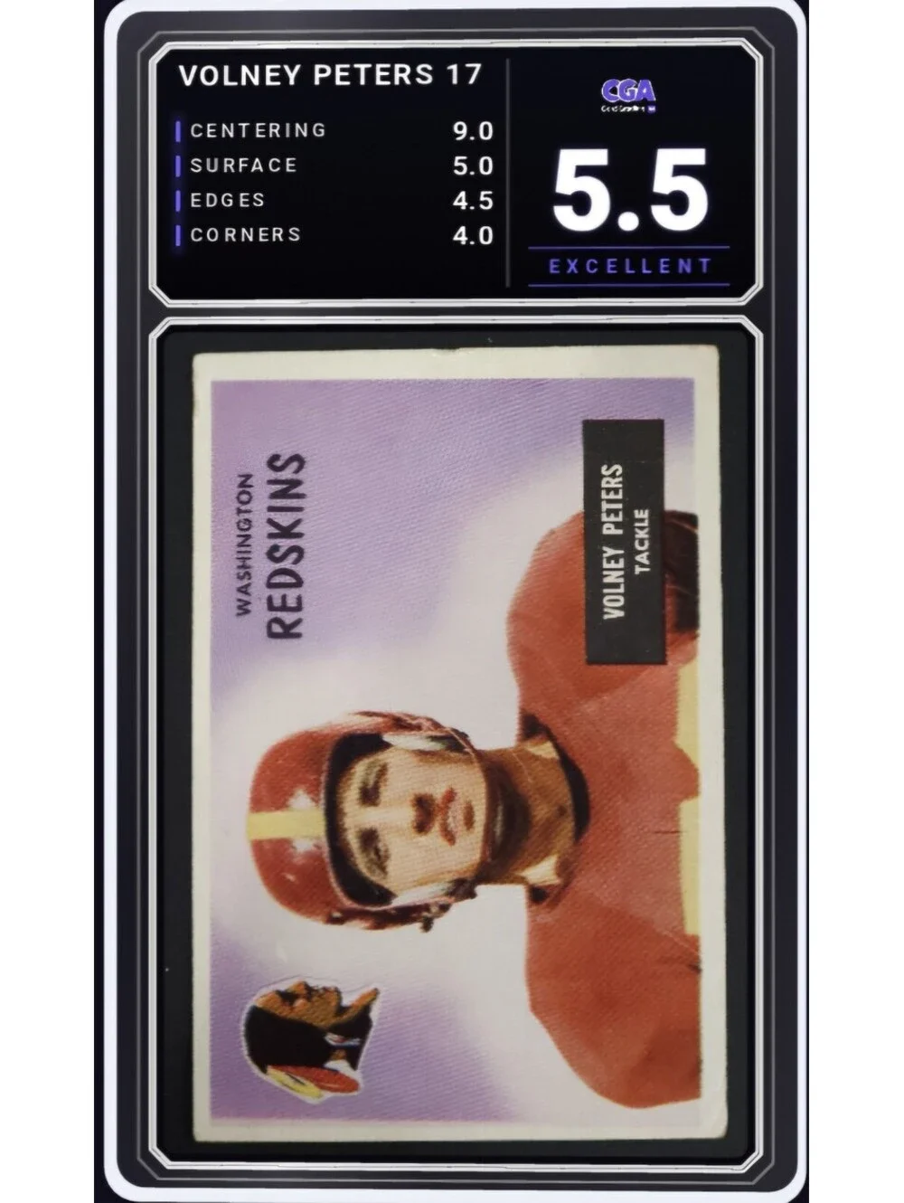 1955 Bowman Football #17 Volney Peters Washington Redskins CGA 5.5 Digital Grade